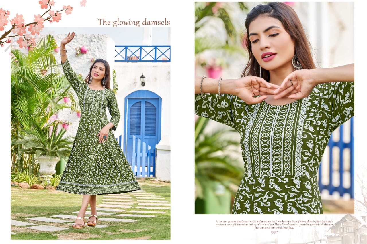 Nidhi By Kinti 1001-1008 Anarkali Kurtis Catalog